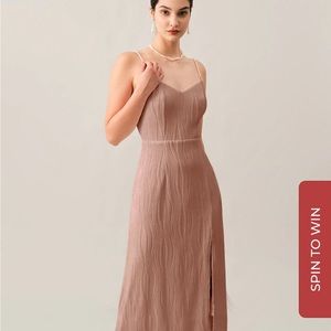 RIHOAS: The Wave Textured Pearl Strap Midi Dress
